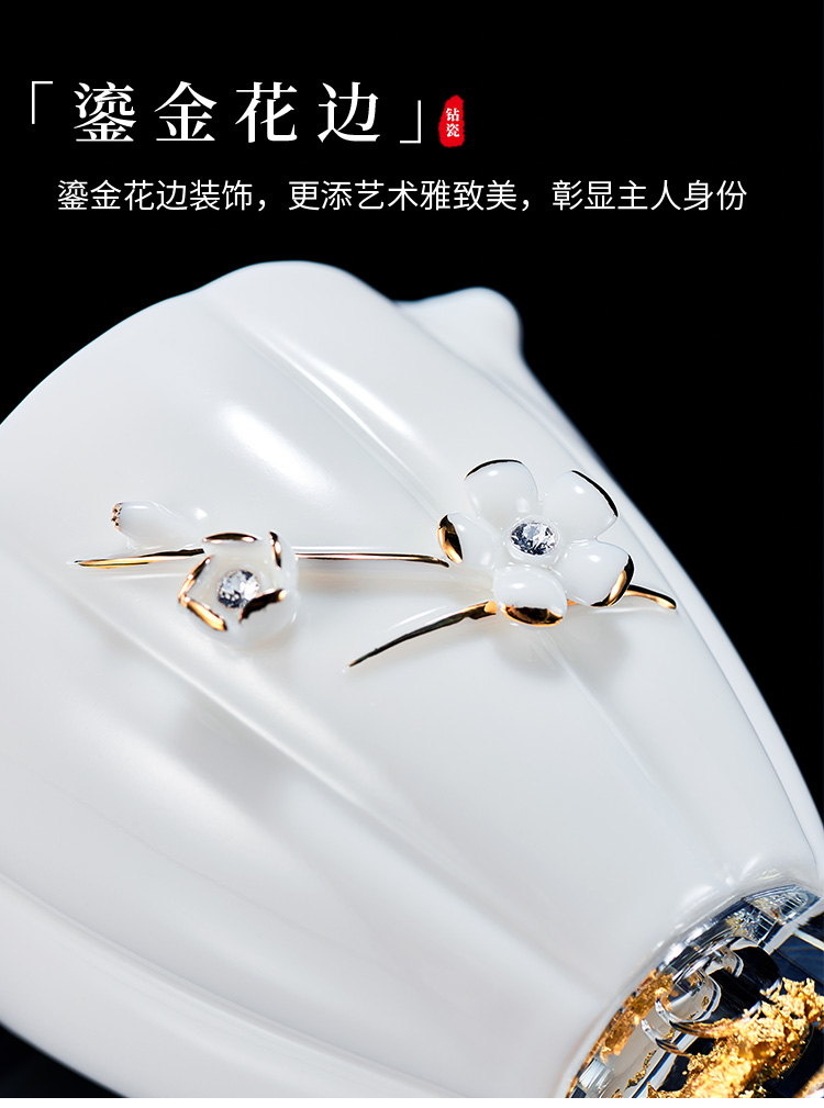 Dehua white porcelain more kung fu tea set ceramic fair keller of tea sea paint large portion and cup of tea, tea accessories