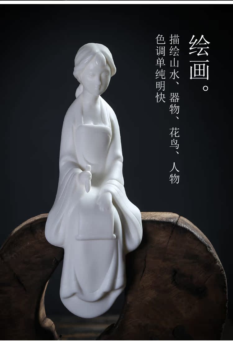 Lin Xiaowei dehua white porcelain creative character unique American ceramic crafts new Chinese style tea pet sitting room furnishing articles