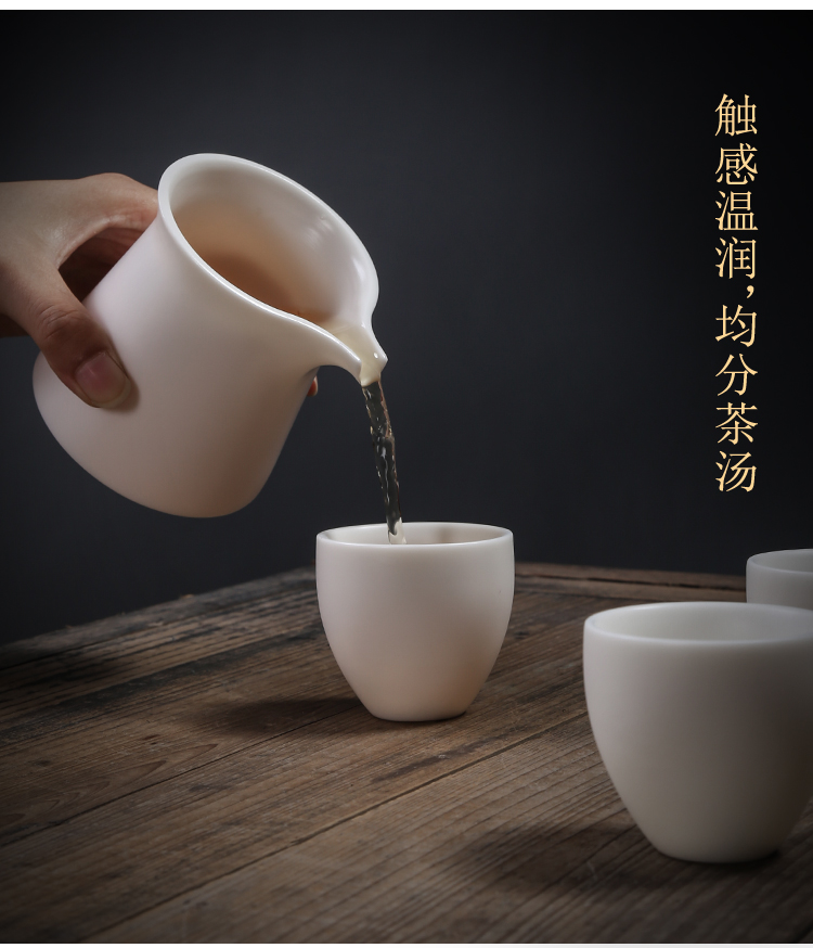 Lin Xiaowei dehua suet white porcelain contracted Chinese kung fu tea set home tea pot lid bowl of a complete set of tea cups