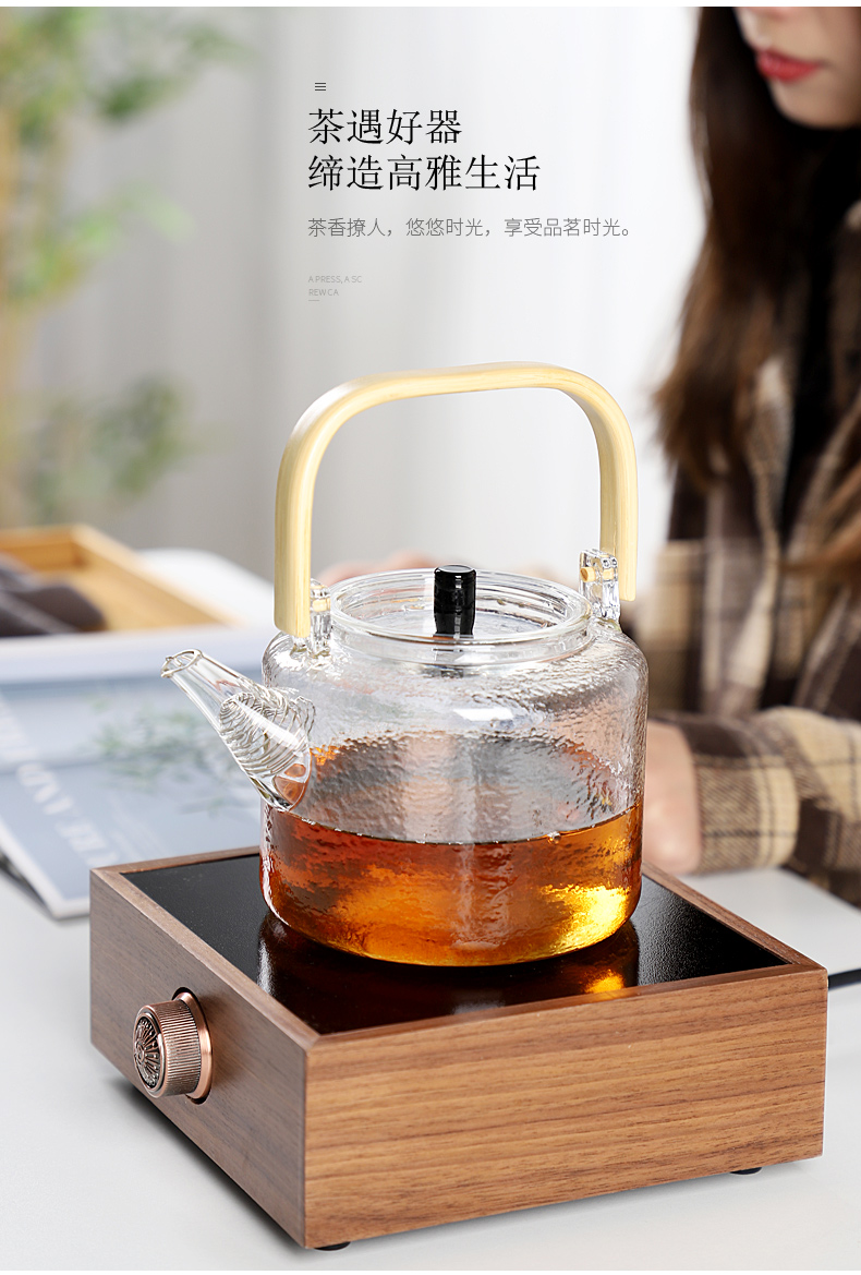 Walnut automatic electric TaoLu boiling tea ware glass teapot household steam kettle black tea pot of tea stove