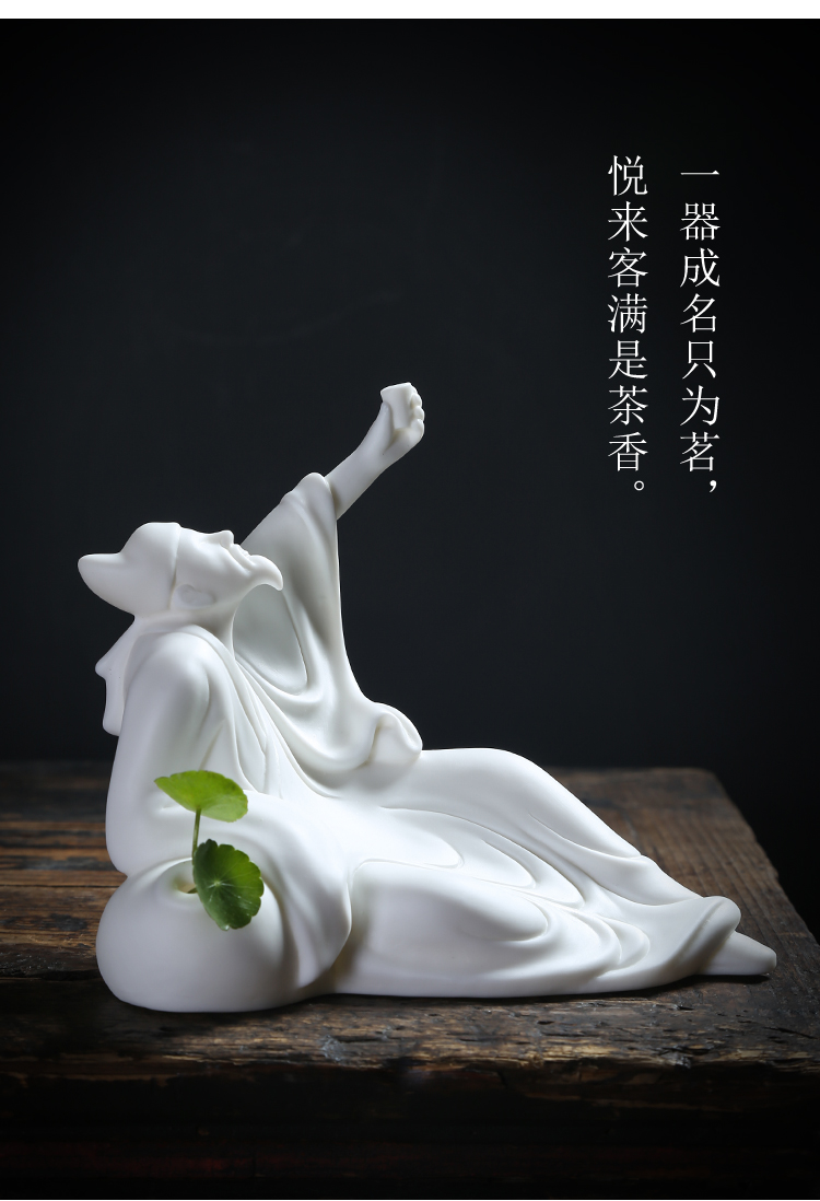 Dehua white porcelain furnishing articles furnishing articles on li bai asked tea pet ceramic tea boutique tea taking with zero tea place adorn article