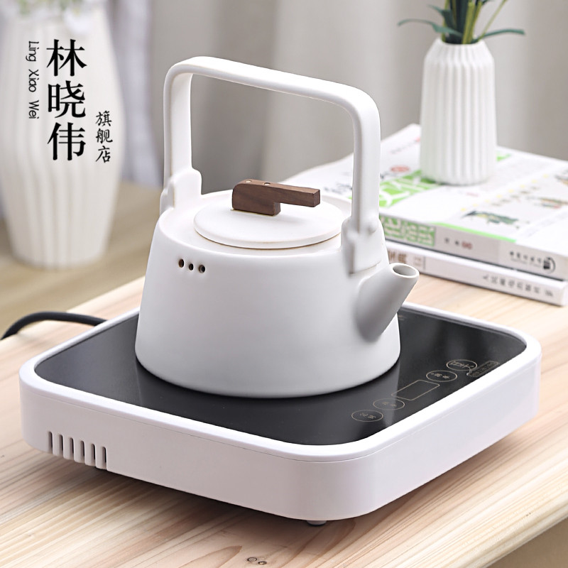 Japanese ceramic kettle white pottery emperor in the boiled tea, the electric TaoLu suit household kung fu tea tea pot of girder