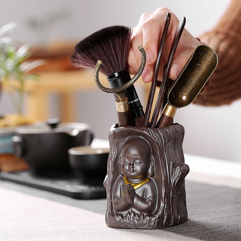 Black pottery tea six gentleman 's suit kung fu tea accessories ebony wood ChaGa tea tea tea tray was furnishing articles