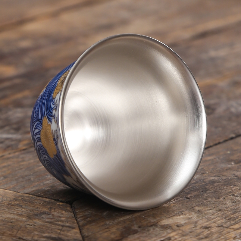 Jingdezhen ceramics with silver cup coppering. As the sample tea cup mat silver cups kung fu tea masters cup single cup of tea