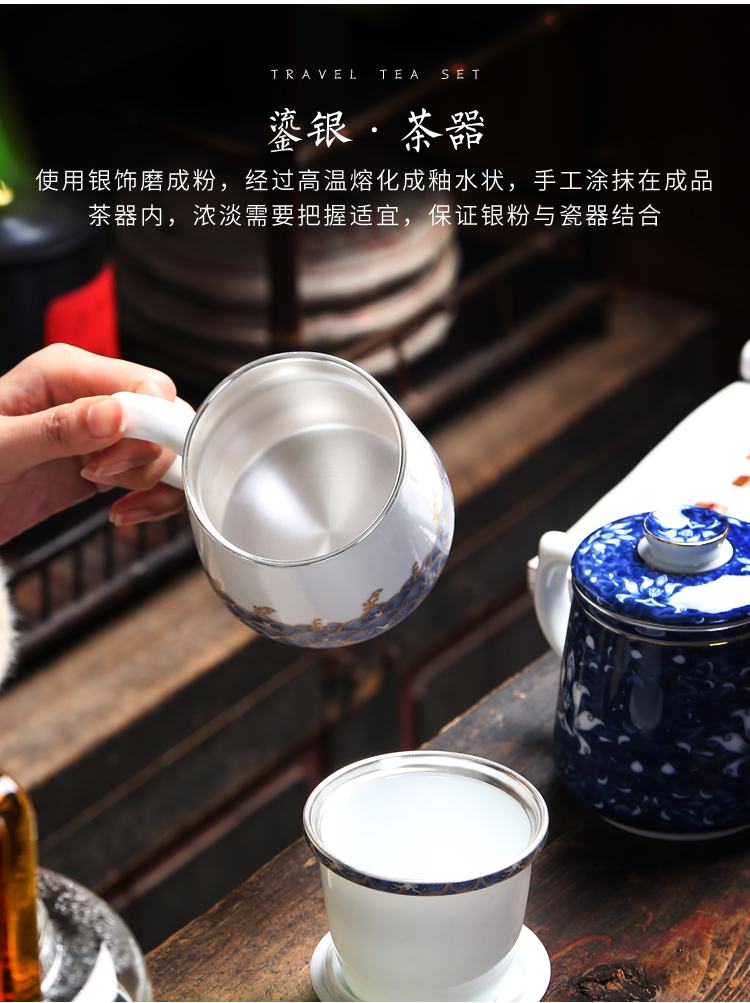 Jingdezhen silver cup 999 sterling silver colored enamel porcelain cup coppering. As silver cord cover filter office personal tea cups