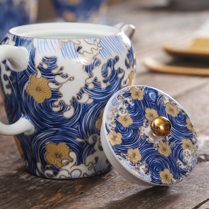 Jingdezhen pick flowers, ceramic teapot kung fu tea set manually coppering. As silver single pot of Japanese tea exchanger with the ceramics filter