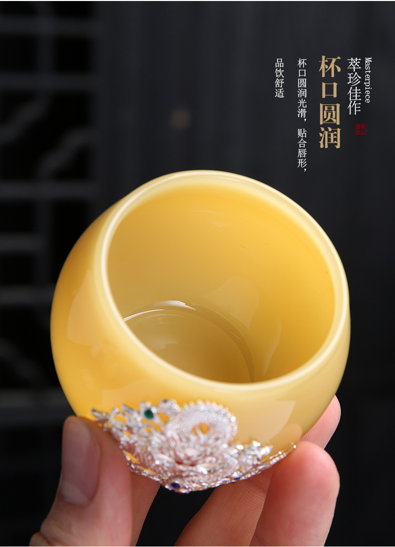 Huang Longyu porcelain cup with platinum master cup single CPU getting sample tea cup high - grade imitation jade tea coloured glaze, big kung fu