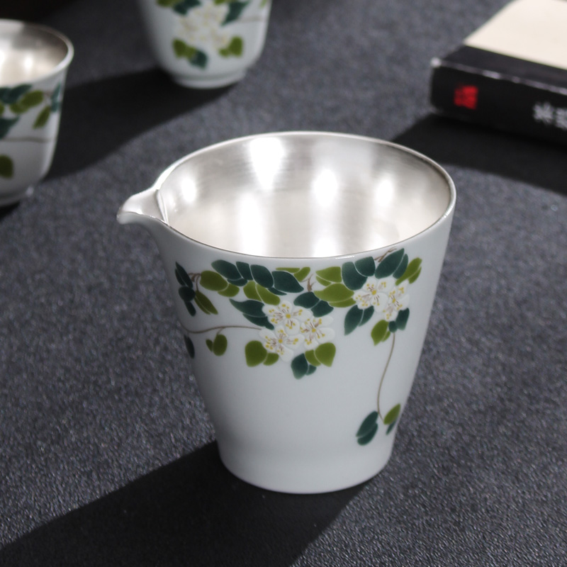 European - style hand - made ceramic fair coppering. As silver cup tea tea is pure silver sea points kung fu tea set suit household contracted by hand