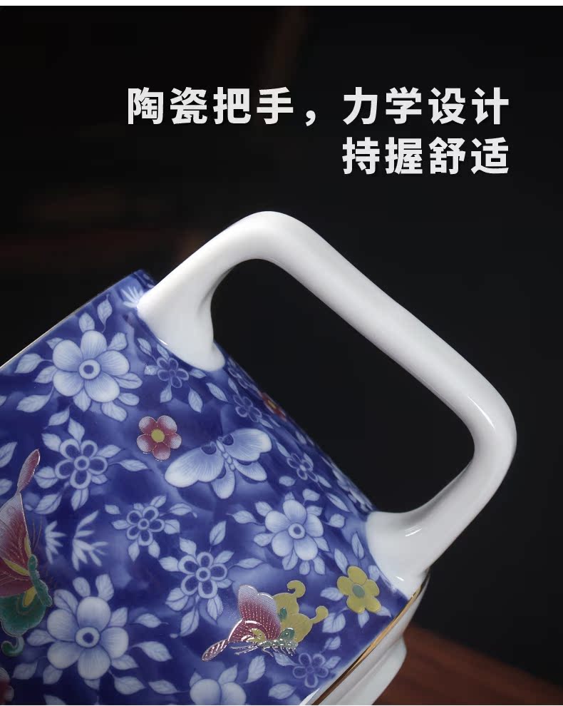 Jingdezhen tasted silver ceramic cup 999 sterling silver gilding office separation filter tea cups with cover cup