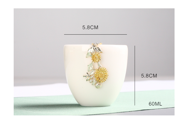 Dehua white porcelain inlay silver kung fu tea set ceramic cups master sample tea cup silver cup single CPU built light tea bowl