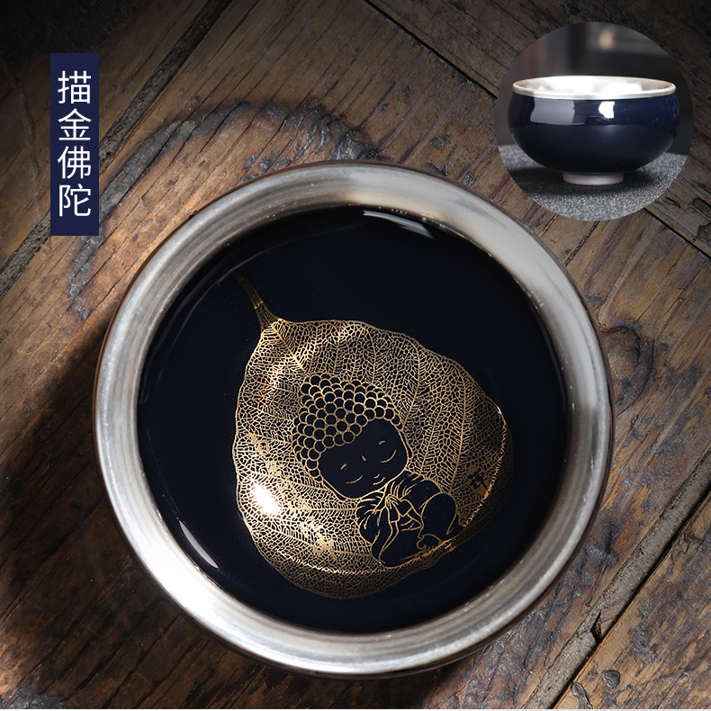 Lin Xiaowei tasted silver gilding kung fu tea cup built light ceramic bowl, master sample tea cup cup manually Japanese home