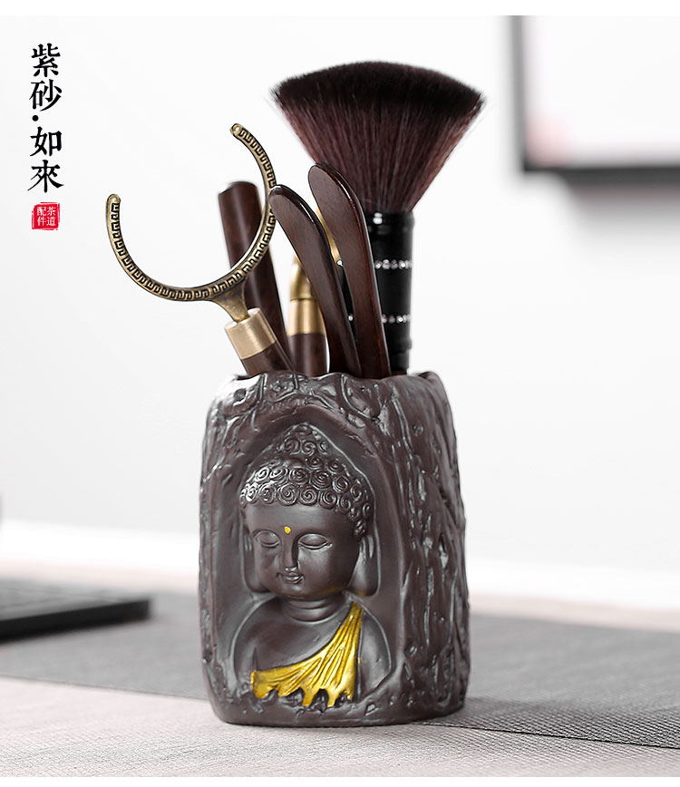 Black pottery tea six gentleman 's suit kung fu tea accessories ebony wood ChaGa tea tea tea tray was furnishing articles