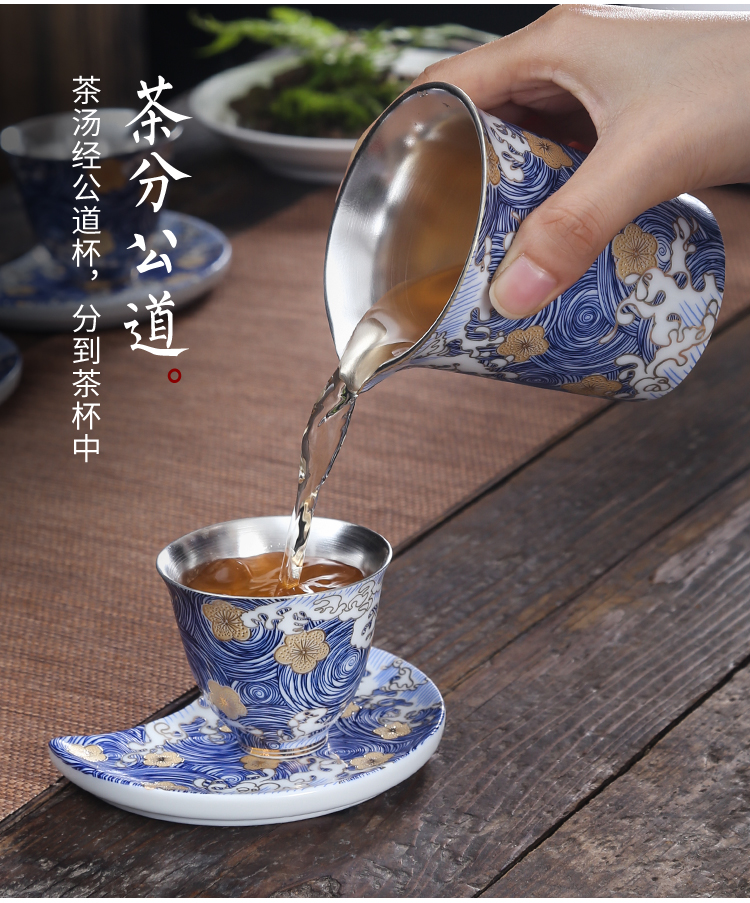 Jingdezhen 999 sterling silver tea to wash to the Japanese large ceramic cups to wash water, after the writing brush washer from kung fu tea accessories household