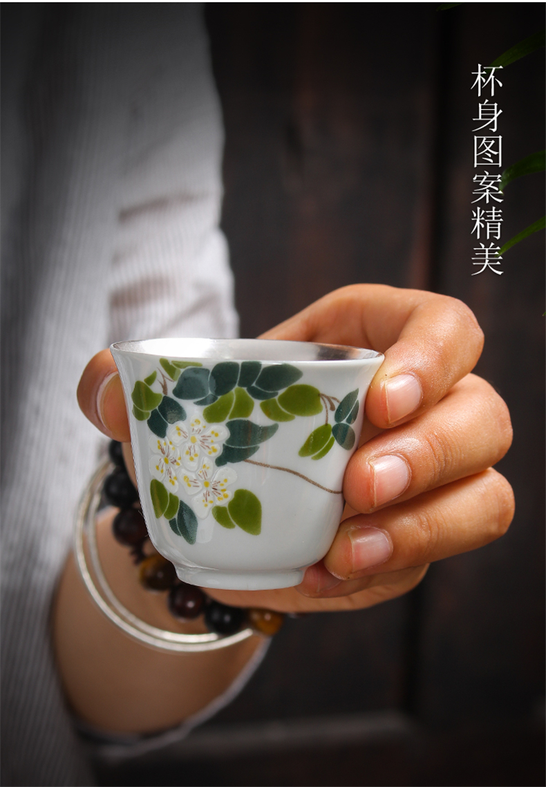 European - style hand - made ceramic fair coppering. As silver cup tea tea is pure silver sea points kung fu tea set suit household contracted by hand