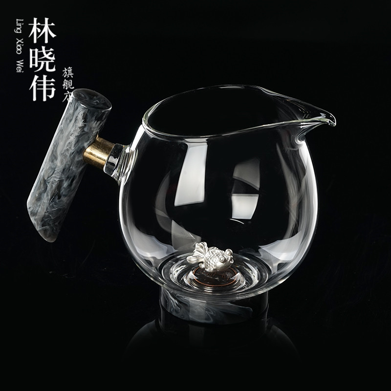 3D silver glass fair cup heat-resistant tea sea creative inlaid silver flower male cup tea dispenser set kung fu tea set tea pourer