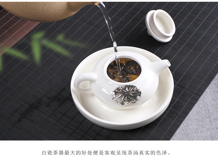 Dehua white porcelain teapot jade craft checking silver ceramic teapot household filter white CiHu kung fu tea tea