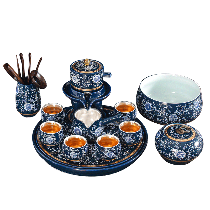 Ceramic water dry drainage tea tea tray table circular Chinese kung fu tea tray is contracted household tea tea