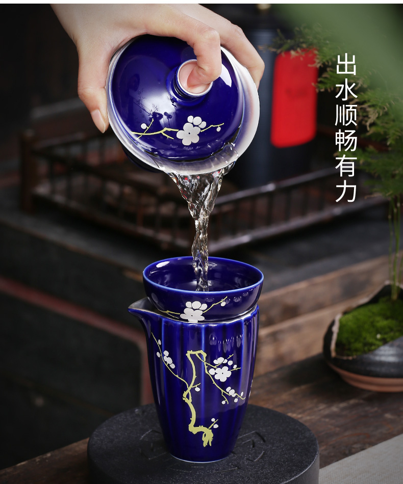 Jingdezhen coppering. As silver tea set office ceramic silver tea set a complete set of kung fu tea cup teapot household
