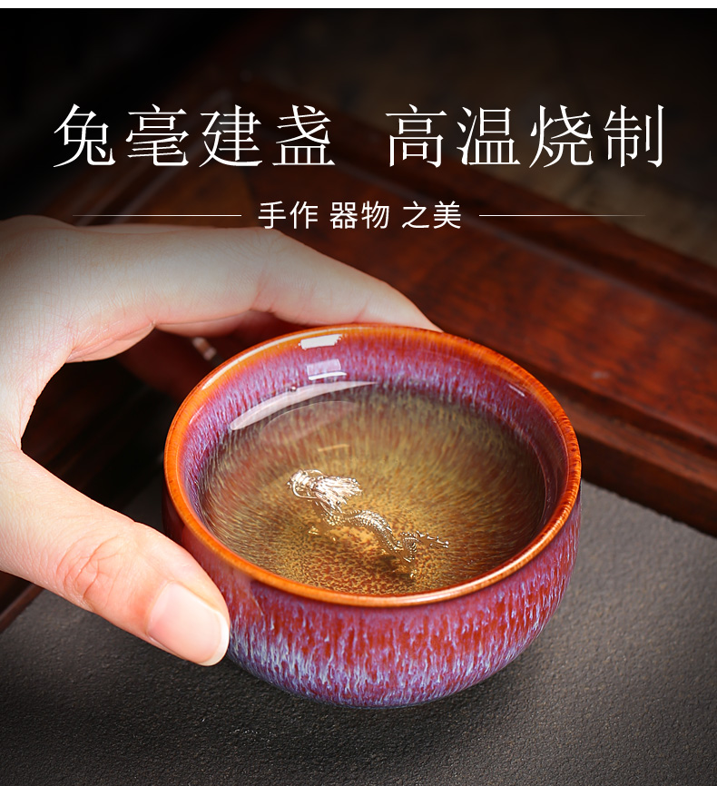 Silver up ceramic cups kung fu tea set Chinese zodiac Silver sample tea cup to build master cup single cup bowl