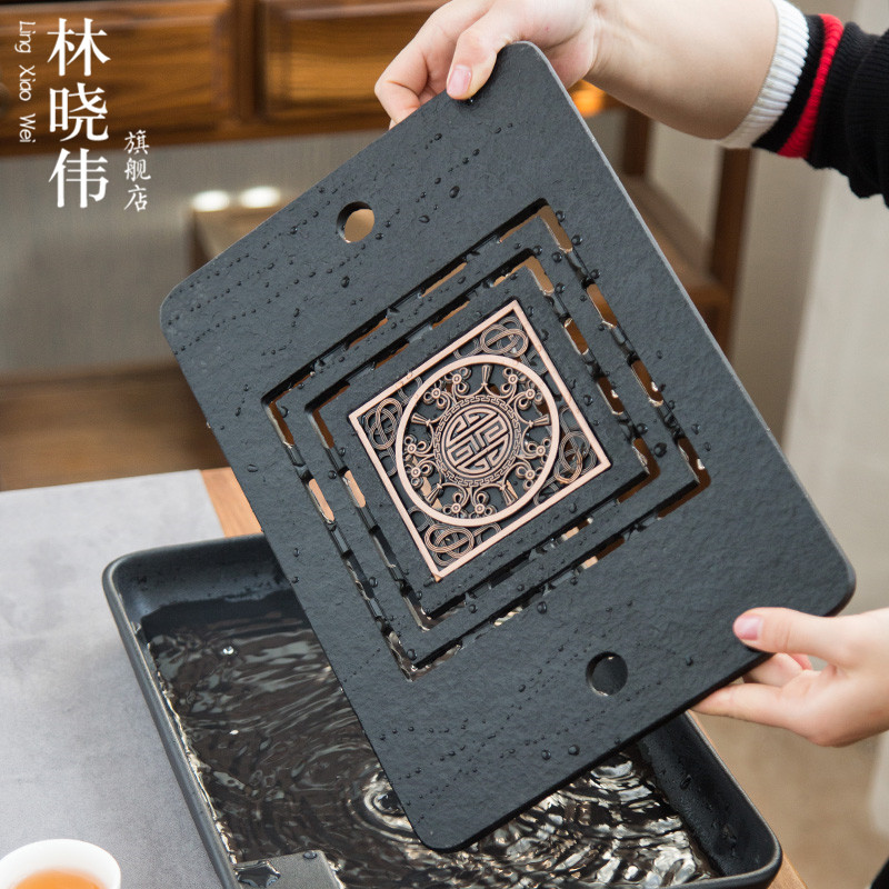 Chinese dry terms Taiwan I and contracted sharply stone tea tray drainage ceramic household mobile tea round saucer dish