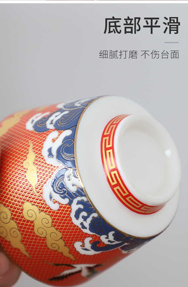 Ceramic hand - made teacup suit master cup single cup large kung fu tea set sample tea cup cup 4 gift boxes