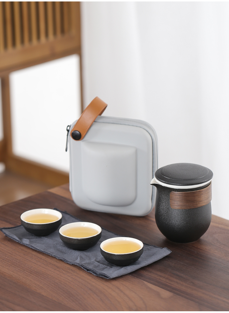 To crack a pot of three two glass ceramic ji blue portable single parcel office travel tea set custom