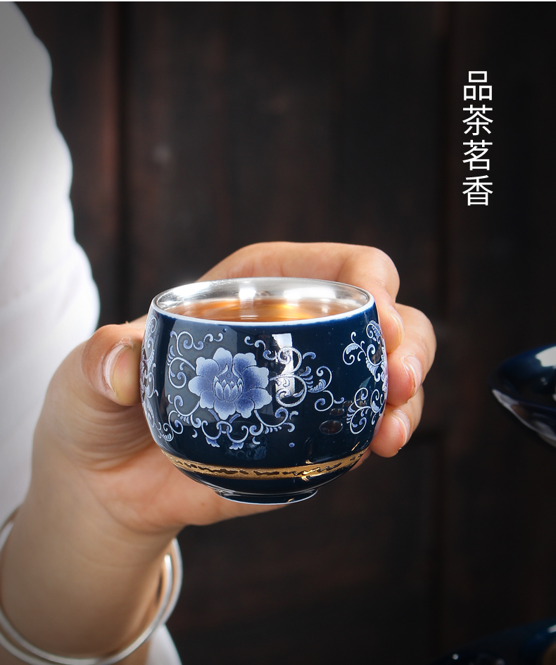 Jingdezhen manual coppering. As silver tea set household contracted lazy people make tea stone mill semiautomatic tea kungfu tea cups