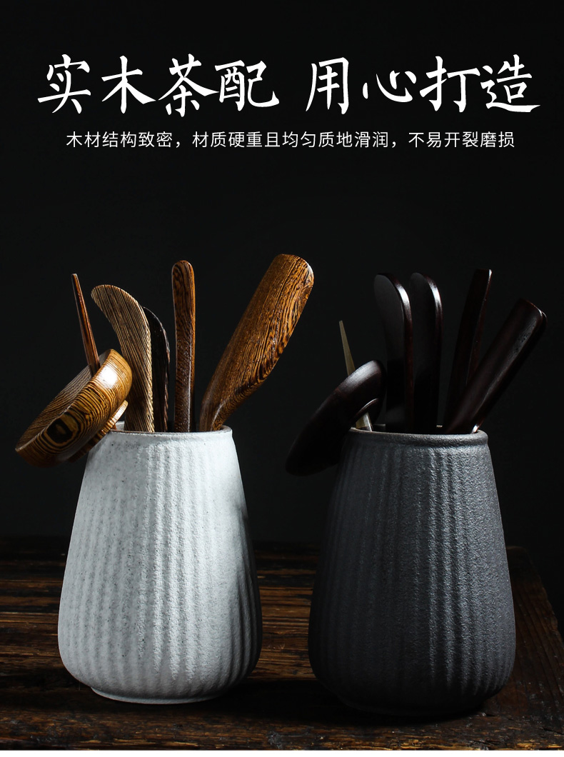 Dehua white porcelain tea six gentleman 's suit kung fu tea tea art ceramic furnishing articles solid wood tea tray ebony accessories