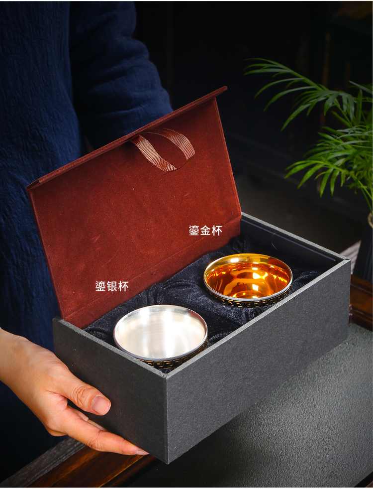 Dehua suet jade porcelain fine gold light on cup suit silver cups master cup personal tea bowl kung fu tea set