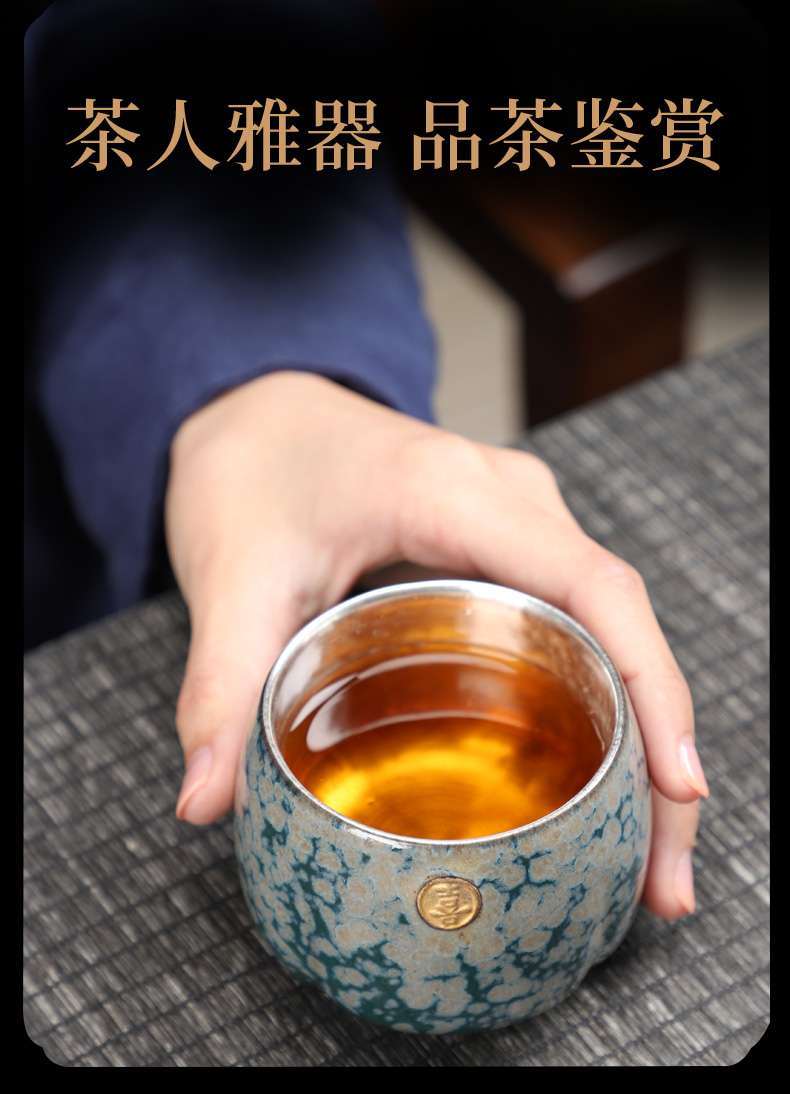 Tasted silver gilding ceramic sample tea cup 999 gift boxes manual paint small kung fu master Chinese style restoring ancient ways is a cup of tea cups light