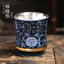 Jingdezhen 999 sterling silver tea cup ceramic tea cup kung fu tea set gilt Master Cup single cup tea cup tea bowl