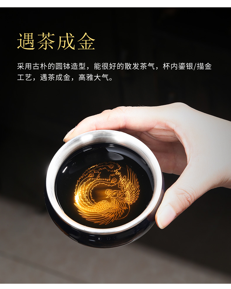 Lin Xiaowei tasted silver gilding kung fu tea cup built light ceramic bowl, master sample tea cup cup manually Japanese home