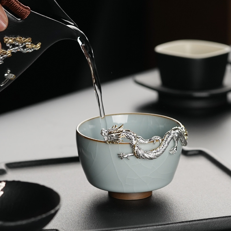 Master your up cup tea cup single CPU ceramic checking sample tea cup, the silver couples to cup your porcelain kung fu tea set