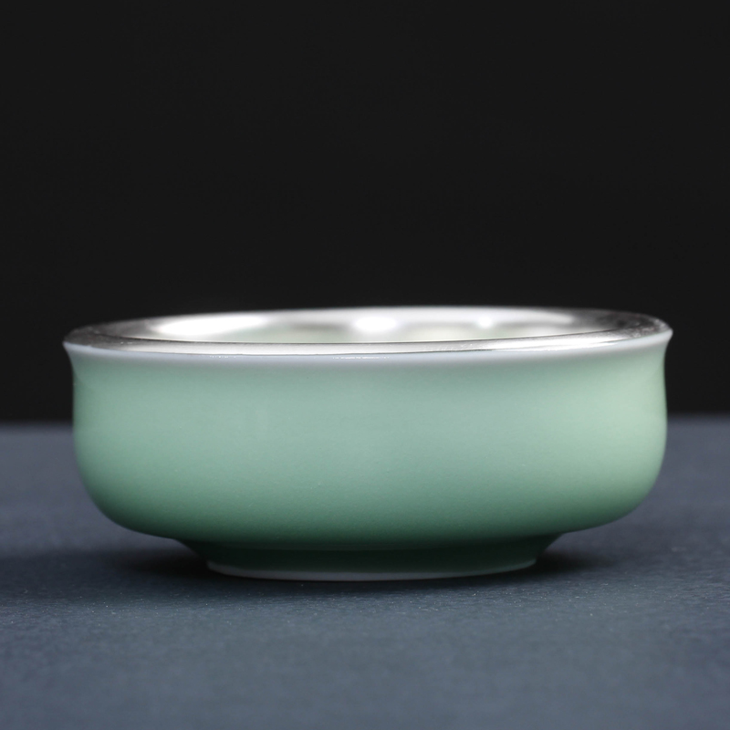 Longquan celadon manual coppering. As silver cup silver master cup single cup with tea bowl kung fu tea set to build one