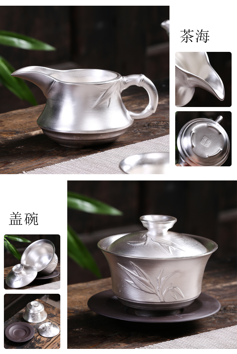 The Home of kung fu tea set manually coppering. As silver tureen Japanese three worship cup to make tea bowl ceramic 999 sterling silver bowl