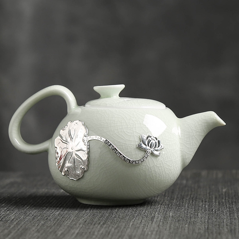 Slicing can raise your up xi shi pot of profiteering household single pot of jingdezhen ceramic teapot with silver little teapot contracted