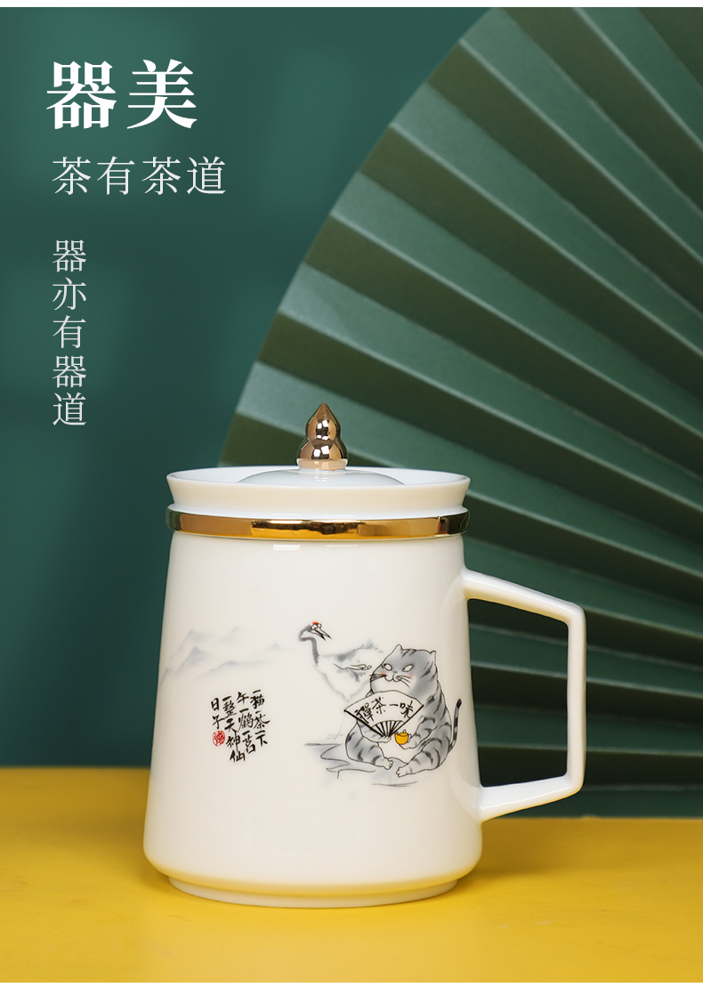 Jingdezhen ceramic filter with cover glass tea cup cup high - capacity gifts custom office a cup of tea separation