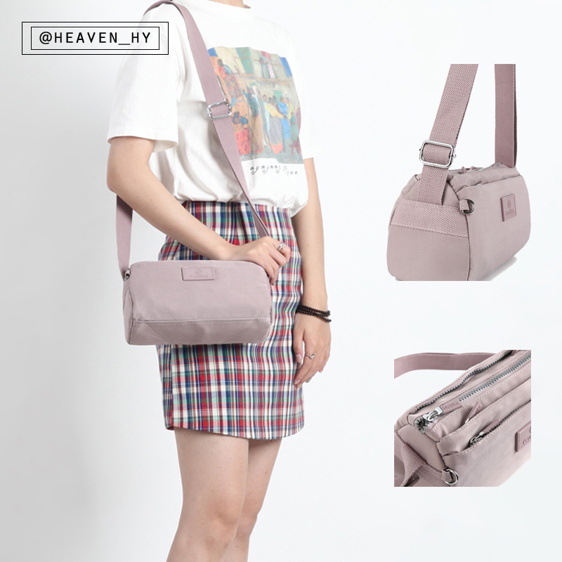 Small multi-layer zipper sports oblique bag women's lightweight large-capacity travel bag round shoulder bag mobile phone cosmetic bag