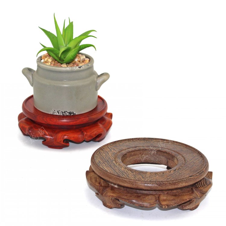 Mahogany round base, stone urn frame vase bonsai ceramic bottle gourd crystal ball real mywood furnishing articles