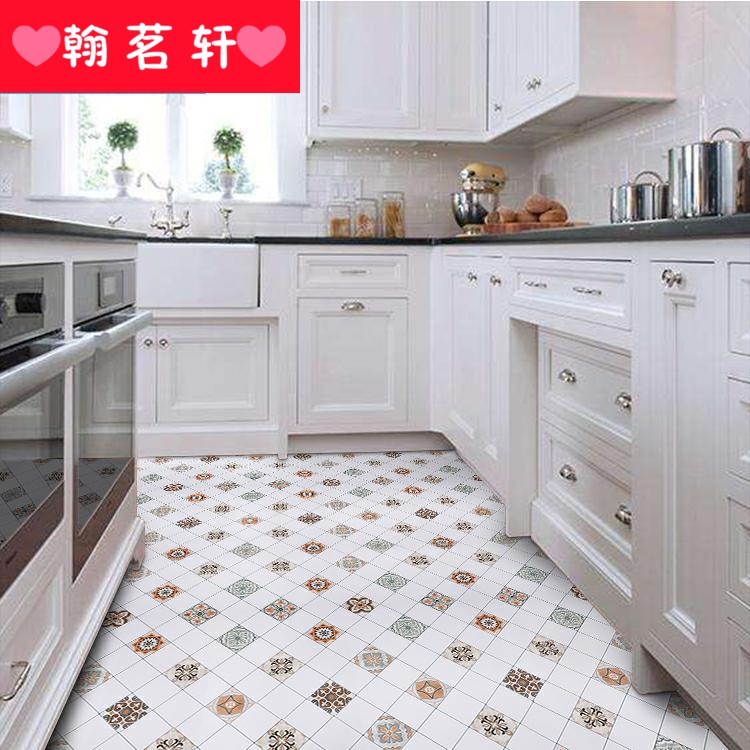 Kitchen floor stickers waterproof and oil from sticks ceramic tile ground floor tile renovation web celebrity antiskid stick Nordic ins wind