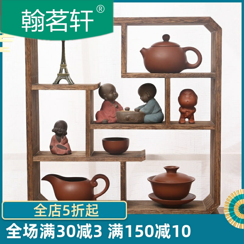 The tea shelf desktop small rich ancient frame tea set small place put tea tea tea machine cabinet shelf on The desk