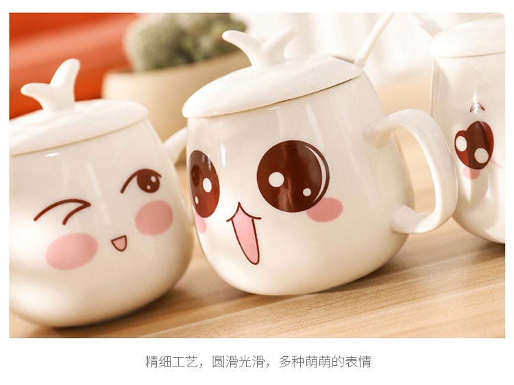 The Children 's lovely cartoon water cup from "women' s ceramic with cover cup handle is a cup of coffee cup brush my teeth gargle cup