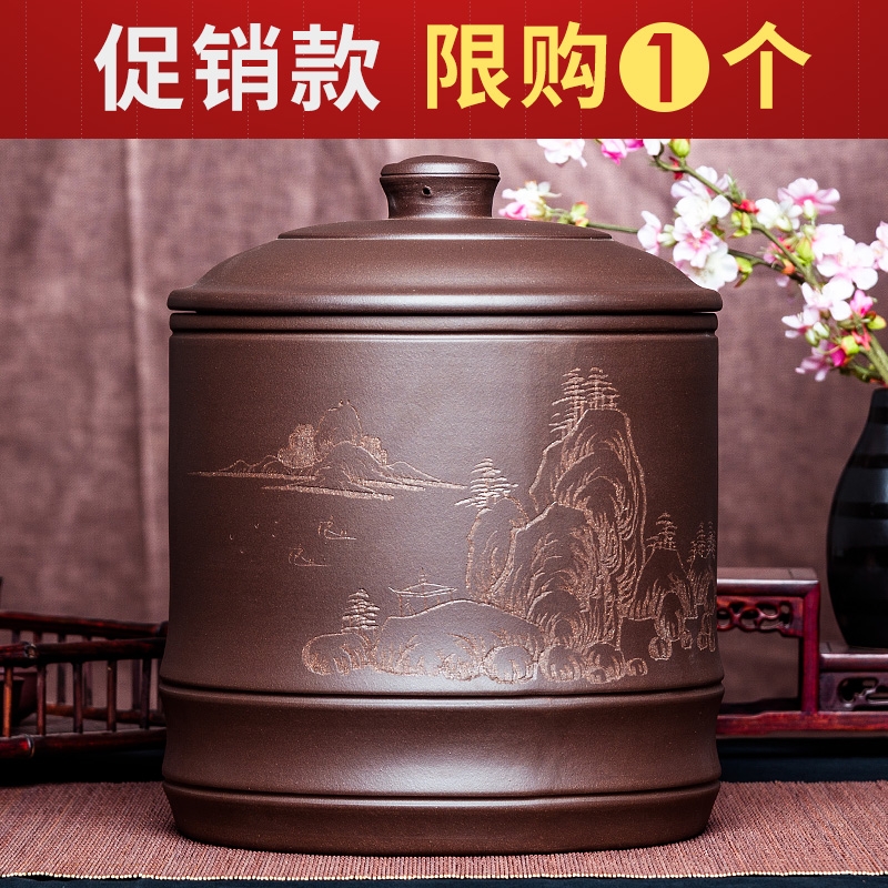 Yixing purple sand tea pot big code and puer tea bucket sealing up tea ware ceramic household cylinder of bread seven storage tanks