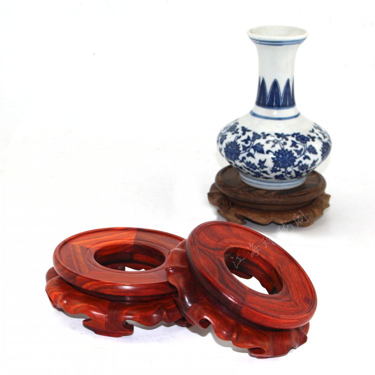 Mahogany round base, stone urn frame vase bonsai ceramic bottle gourd crystal ball real mywood furnishing articles