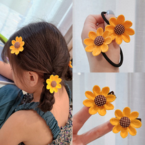 Sunflower hair accessories children hairclip Hairband yellow little flower baby banger clip hairpin girl rubber band head rope