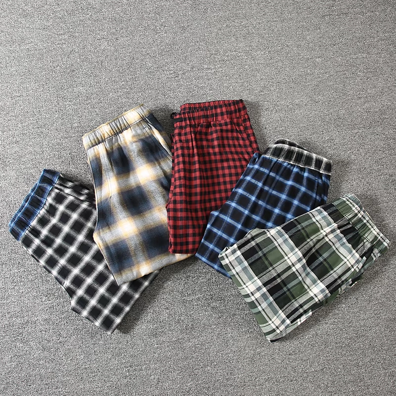 Sản xuất trong phòng phù hợp! Ôi, thoải mái! Mùa thu và mùa đông thun eo kẻ sọc flannel nhà quần pyjama quần tây quần nam