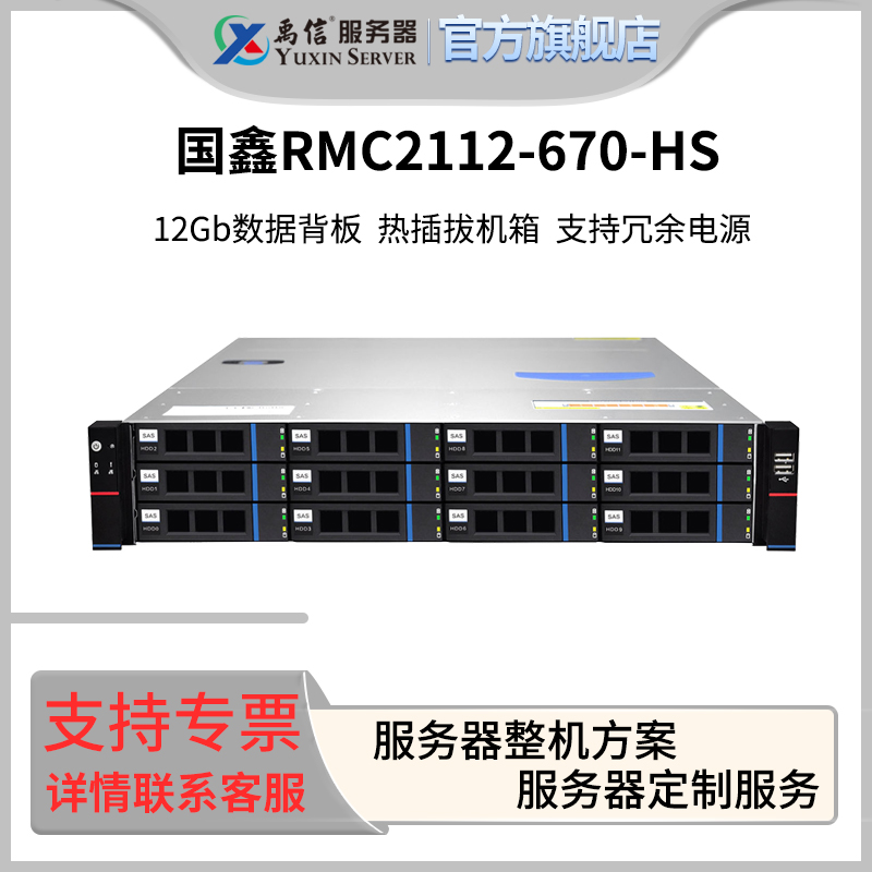 Guoxin RMC2112-670-HS 2U 12-bay chassis hot-swappable 12GB backplane BZZ chassis