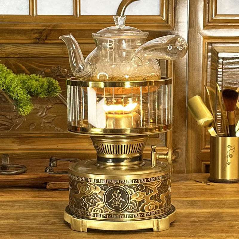 New Kerosene Lamp Air Lamp Tea Stove Live Fire Tea Lamp Pure Brass Vintage Tea Stove Chaoshan Kung Fu Tea Set Complete Set