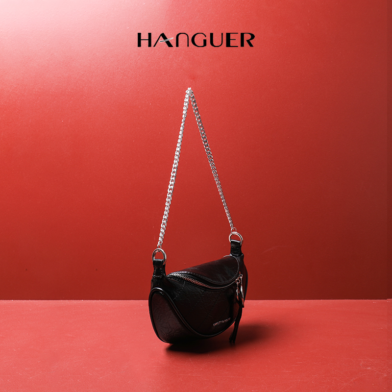 HANGUER&CK Little crowdsourced 100 hitch bag 2023 New tide Folds Pocket Chain Italics Satchel Bag-Taobao