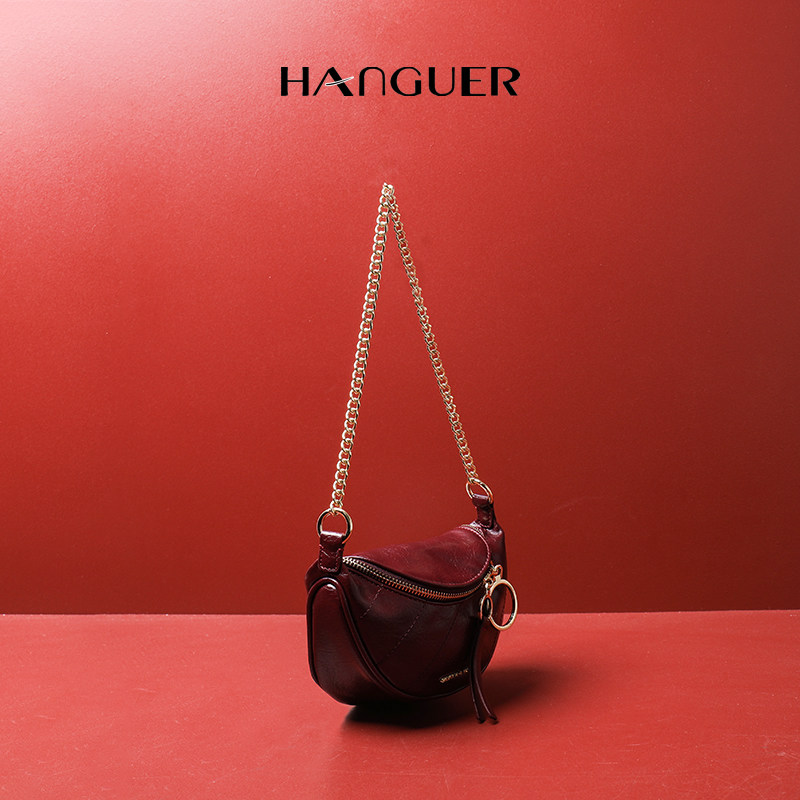 HANGUER&CK This year's popular chest bag small bag female 2022 new pleated waist bag chain messenger bag